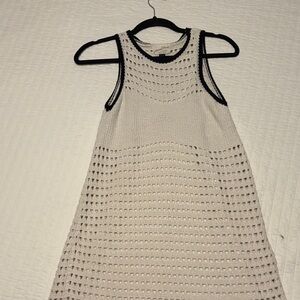Universal Thread Cream Knit Sleeveless A-Line Dress with Black Trim